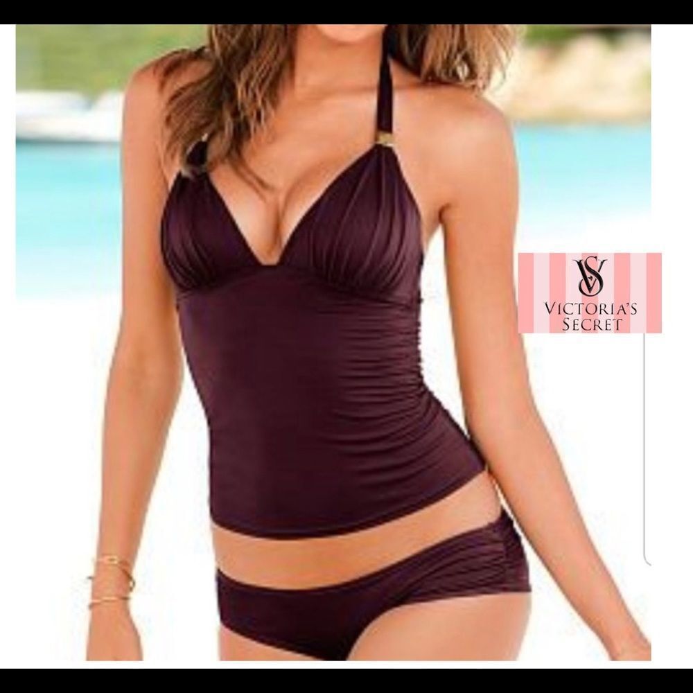Victoria’s Secret forever Tankini eggplant maroon burgundy plum purple Sz S - Picture 1 of 10